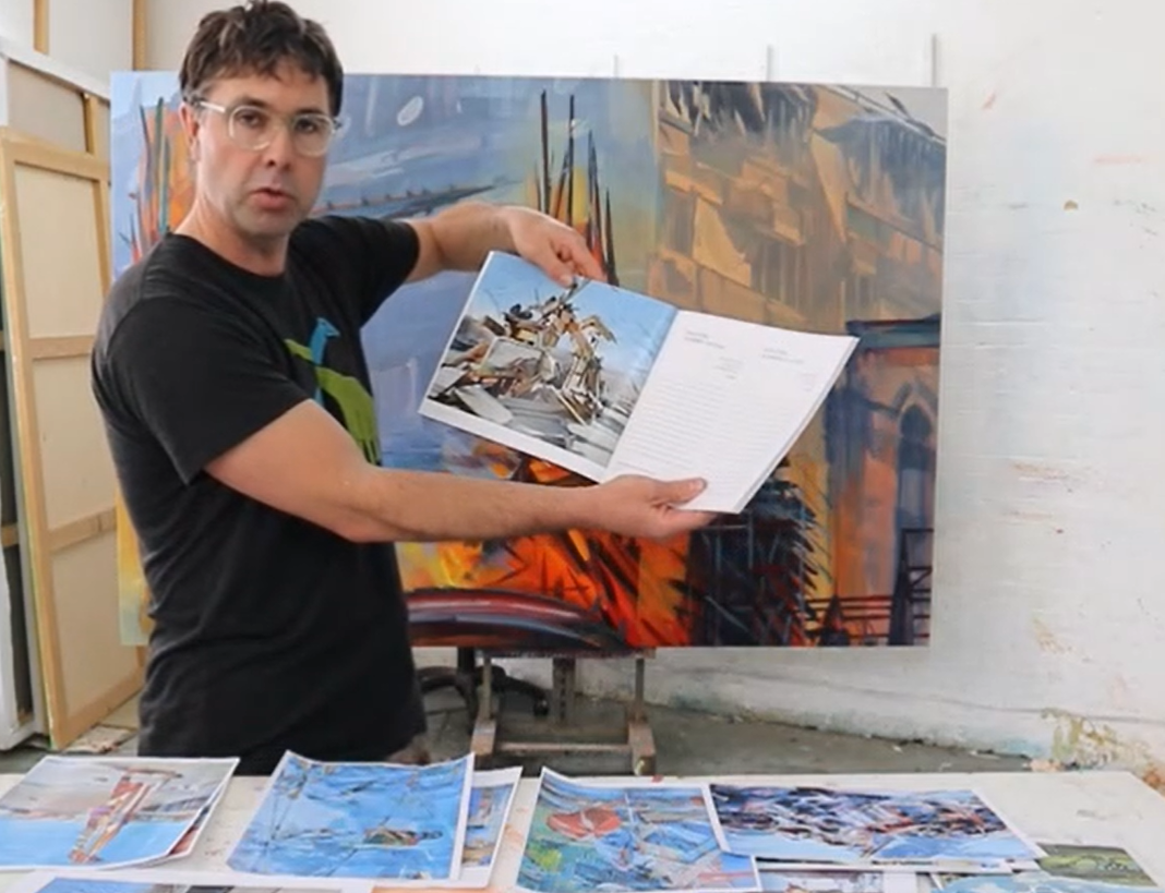 Image de la vidéo de Duncan Wylie dans son atelier, à Londres.