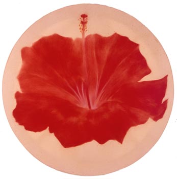 Frédéric Vaësen, Sans titre, hibiscus, 1994, huile sur toile, 140 cm de diamètre